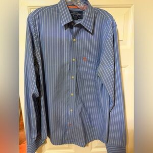 Abercrombie & Fitch Muscle Fit Long Sleeve Stripe Shirt Blue/White XL Button